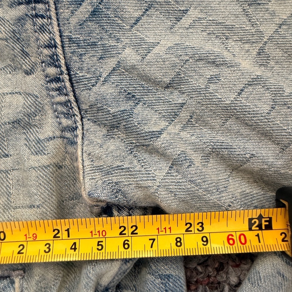 Free People NWT We the Free Jacquard Letters denim Jacket Loose Baggy Fit Medium - Picture 7 of 15